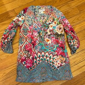 LulaLife floral top blouse tunic XS women’s